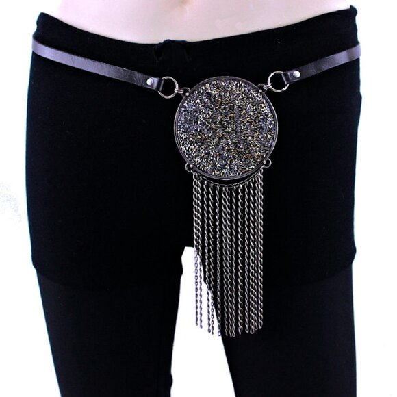 Babylone Paris Accessories - Vintage Swarovski Crystal & Chain Link Belt / Pendant x BABYLONE PARIS NWT